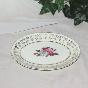 Vintage Relish Dish Pink Roses Paris STAFFORDSHIRE ENGLAND 8 1/4" Oval Platter